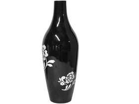 Objet de décoration - Vase noir avec fleurs - 40 cm