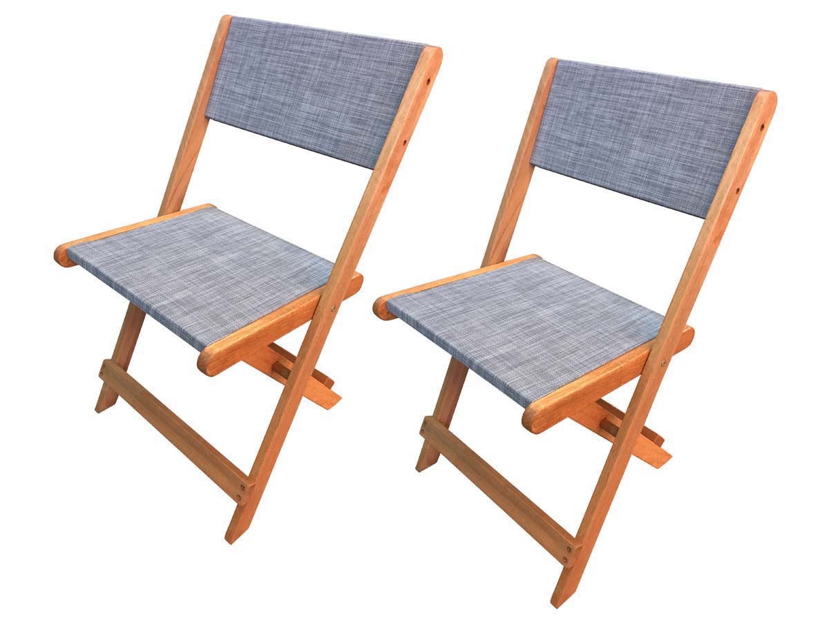 Chaise pliante en bois exotique "Seoul"  Maple  Gris  Lot de 2 68321