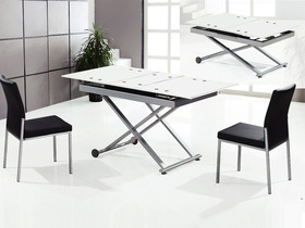 Table repas rectangulaire Nina blanc ou noir - 150/120x75x75 cm