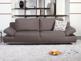 Canap&eacute; fixe tissu Teddy 3 places Marron