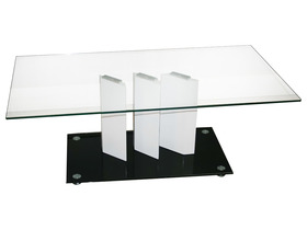Table basse rectangulaire en verre moderne - MDF blanc et noir