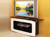 Meuble TV Oval MDF et verre Laqué noir et blanc