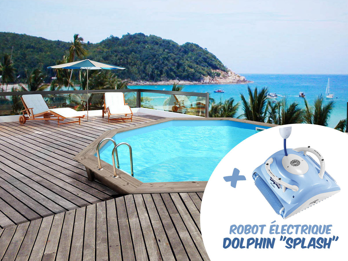 Piscine Bois Venecia 5 80 X 1 31m Robot Dolphin Splash 85318 Piscine Bois Venecia 5 80 X 1 31m Robot Dolphin Splash 85318