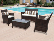 Salon de jardin résine tressée  Phoenix  - Canapé 2 places + 2 fauteuils + table