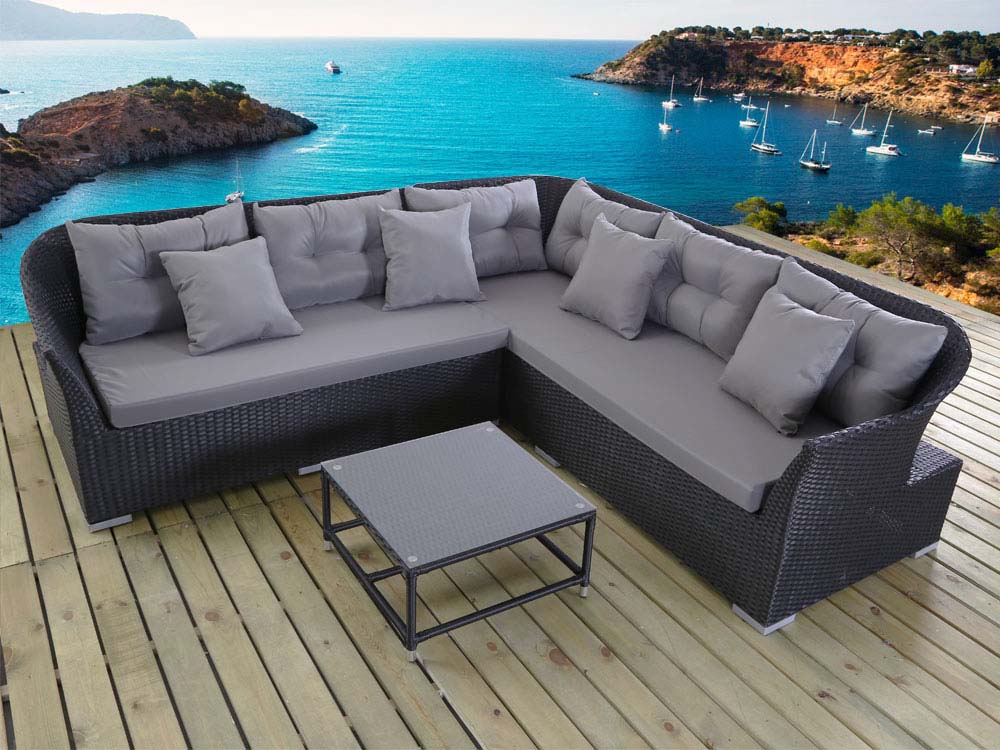 Salon De Jardin Résine Tressée D'angle Fonctionnel Avec Coffre De Rangement Integre Gris Farenza Avril Paris 83725719