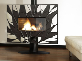 po&ecirc;le &agrave; bois en fonte gaya feuille - anthracite