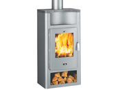 Poêle à bois à double combustion en tôle "BALDER" - Gris