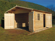 Garage bois "Orange" - 17.80 m² - 3.80 x 5.36 x 2.74 m  - 44 mm