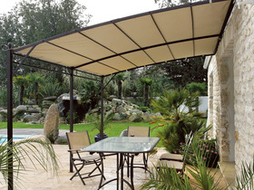Tonelle adossée en acier  - 3 x 4 x 2.30 / 2.65 m