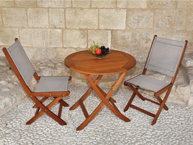 Chaise de jardin "Jupiter" - lot de 2 - Eucalyptus FSC et toile