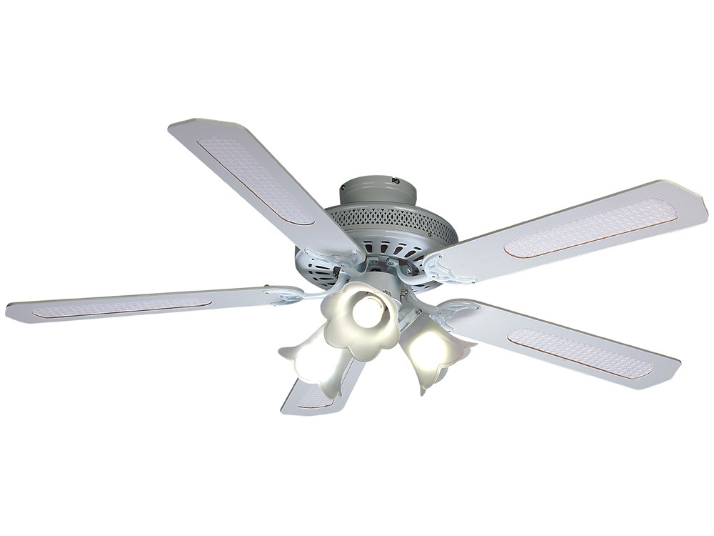 Ventilateur de plafond BALEARES Ø 132 cm, 5 pales blanches/cannées blanches