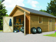 Garage bois "Karibu" - 21.81 m² - 3.98 x 5.48 x 3.09 m - 40 mm