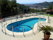 Barri�re de piscine � panneaux transparents "Corail" PROTEC PISCINE