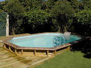 Piscine bois en kit allong�e "Equateur" 6.85 x 4.85 x 1.48 m - Avec projecteur