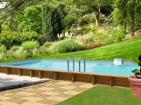 Piscine bois en kit allong&eacute;e ''Born&eacute;o'' 6.11 x 4.28 x 148 m
