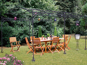 Tonnelle métal "Gardane" avec toile - 3.24 x 4.00 x 2.23/2.56 m