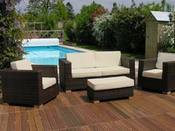 Salon jardin " Coffee set Amorgos " - 1 table basse + 1 sofa et 2 fauteuils