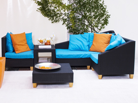 Salon jardin "Knossos" - 1 table basse + 2 fauteuils et 1 canapé 