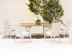 Salon jardin "Cararre" - 1 table + 6 fauteuils