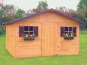 Abri jardin bois - 13.45 m² - 3.63 x 3.67 x 2.42 m - 15 mm