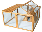 Clapier en pin "Maisonnette" 63 x 47 x 55 cm + enclos "�levage" en pin 122 x 122 x 60 cm