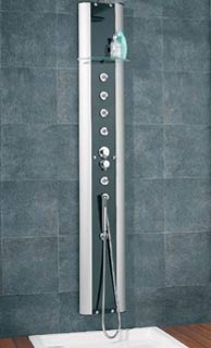 Colonne de douche hydromassante "Aqualigne" verre noir 190 x 28cm