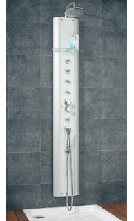 Colonne de douche hydromassante "Aqualigne" verre dépoli 190 x 28cm