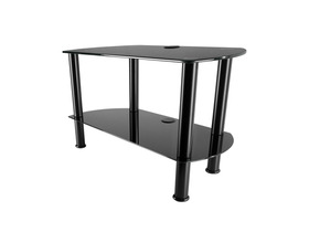 Meuble TV en verre et aluminium - 2 plateaux .