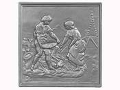 Plaque de cheminée rustique "Paysage campagnard" 