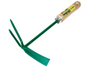 Petite serfouette panne et fourche verte - manche bois