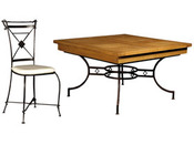 Ensemble table repas + 2 chaises en fer forgé