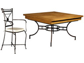Ensemble table repas + 2 fauteuils en fer forgé
