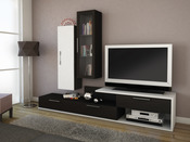 Banc TV rectangulaire et rangement mural "Los" - MDF - Couleur ébène