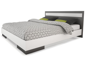 Lit Effy 160 x 200 cm - Blanc perle et gris graphite