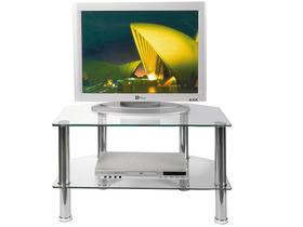 Meuble TV pour TV Hifi video double-plateau "IFY" en verre