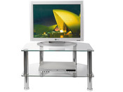 Meuble TV rectangulaire arrondi "IFY"- Verre trempé  - Gris/verre