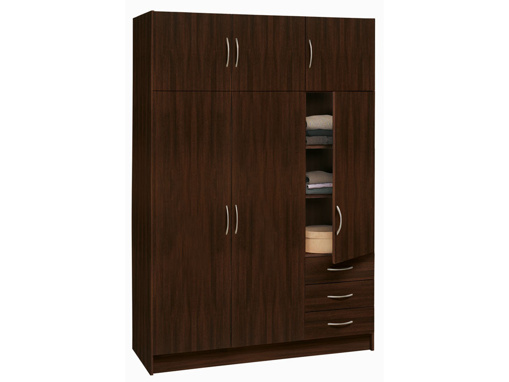 Armoire Magnum - 3 + 3 portes ouvrantes - 3 tiroirs - Chocolat wenge