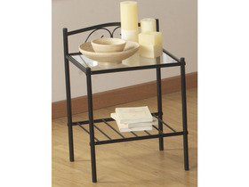 Chevet en m�tal avec plateau verre 