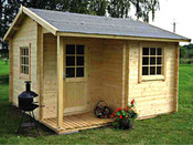 Abri jardin bois  "Mallorca" - 14.44 m² - 3.80 x 3.80 x 2.62 m - 28 mm