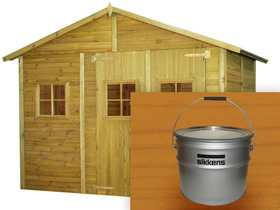 Abri jardin bois + Lasure chêne claire - 5.04 m² - 2.80 x 1.80 x 2.35 m - 16 mm