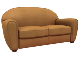Canap&eacute; cuir de vachette Oxford - 2.5 places - Caramel / Weng&eacute;