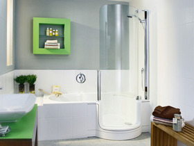 Baignoire combinée à une douche avec porte 1 place