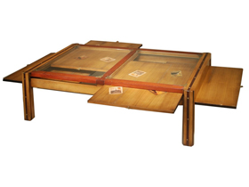 table basse double en merisier et acajou jadis