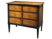 Commode de salon en merisier et laque bleu