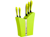 Bloc de 5 couteaux avec insert inox "Design green fun"
