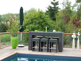 Set bar  "Kerala"  - 1 table haute + 6 tabourets hauts