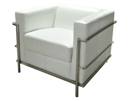 Fauteuil contemporain aspect cuir - 1 place - Coloris Blanc