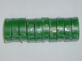 Ruban adhésif PVC couleur vert - 20 m - 10 rubans