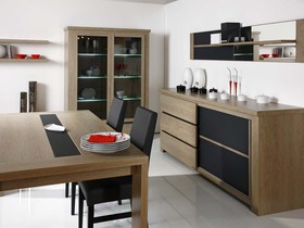 Table de repas MILMO 190 x 78 x 90 cm ch&ecirc;ne cendr&eacute; et gris ardoise
