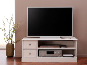 Meuble TV - " LADY" - En panneaux de particules aspect Pin Memphis - 2 tiroirs et 2 niches